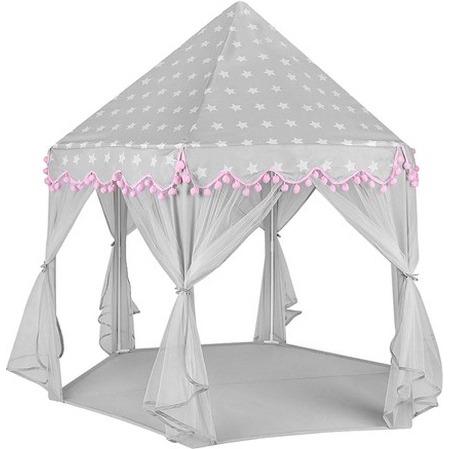 Bobbel Home - Speeltent voor Kinderen - Speelhuisje - Partytent voor kinderen - Speel kasteel -Met Bodem - 123x123x140cm - Grijs