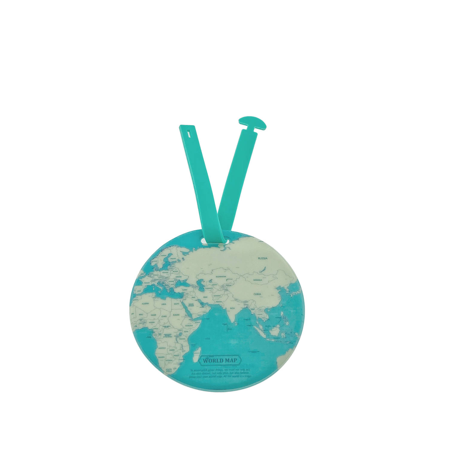 Knaak Bagage Label/Tag Vintage Worldmap - Licht Blauw Turquoise