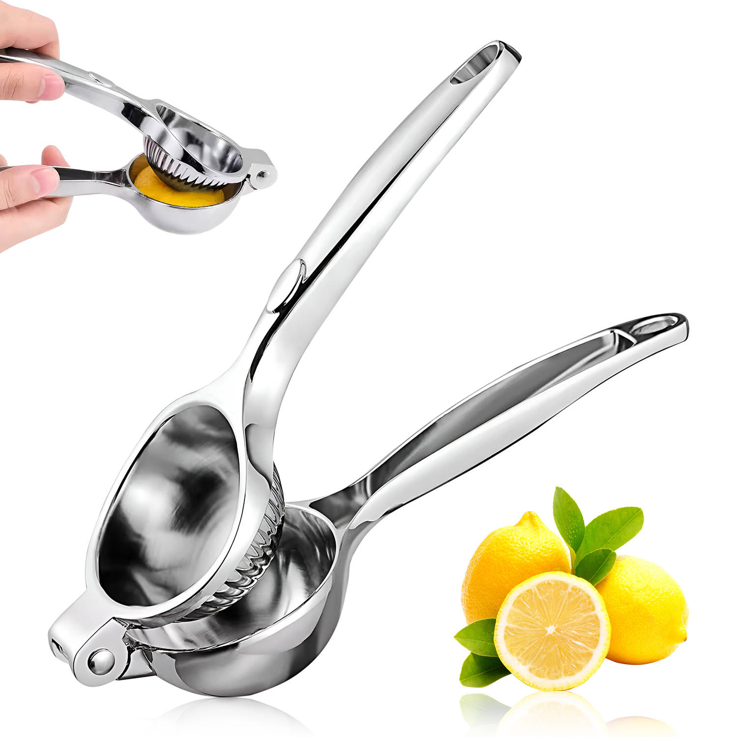 PROKING Robuuste Citroenpers - Limoenpers - Handmatige Pers - Lemon squeezer - Citrusknijper - Fruitpers - Sinaasappelpers - Zilver