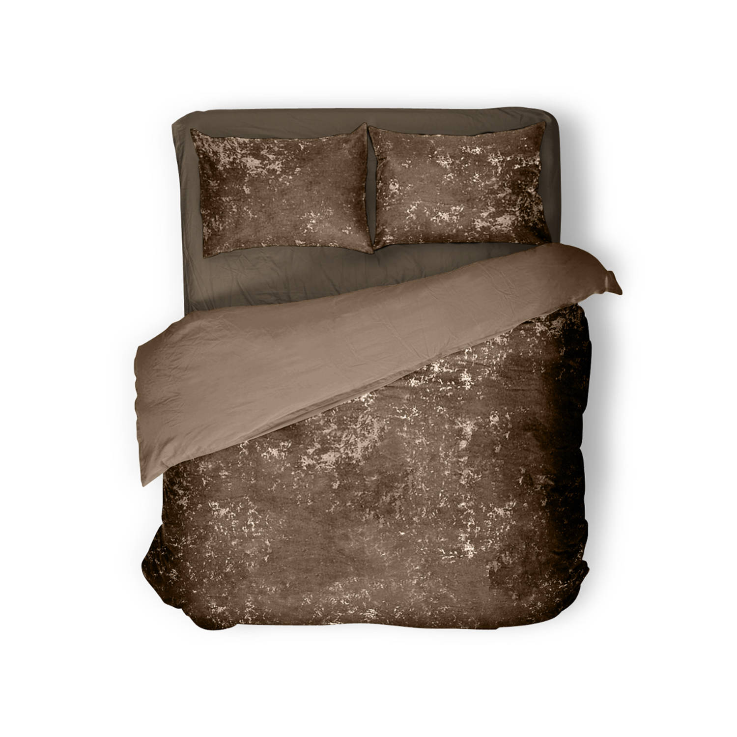 Eleganzzz Dekbedovertrek Crushed Velvet - Gold - Dekbedovertrek 240x200/220cm - 100% Velvet - Lits Jumeaux dekbedovertrekken