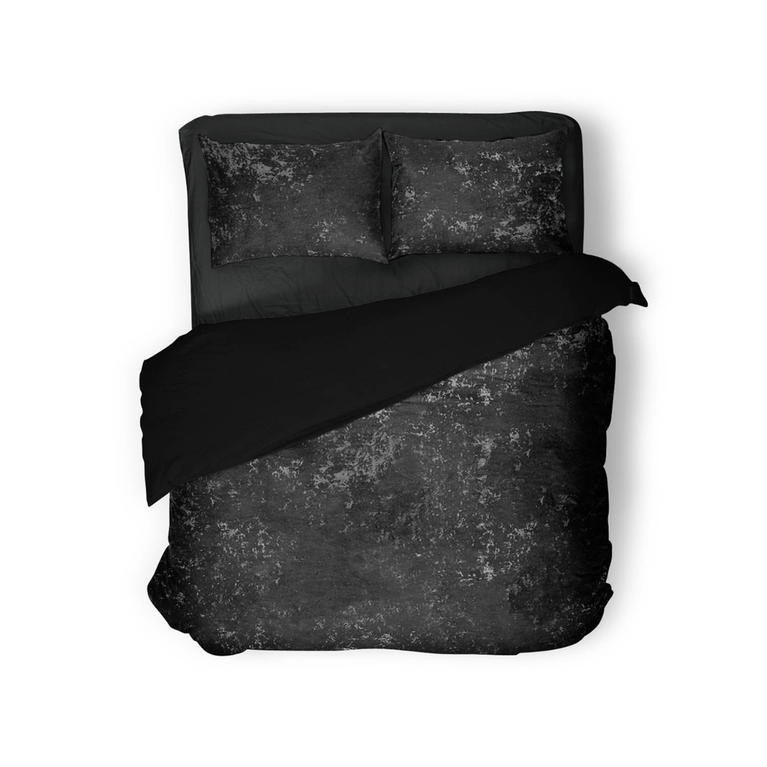 Eleganzzz Dekbedovertrek Crushed Velvet - Black - Dekbedovertrek 240x200/220cm - 100% Velvet - Lits Jumeaux dekbedovertrekken