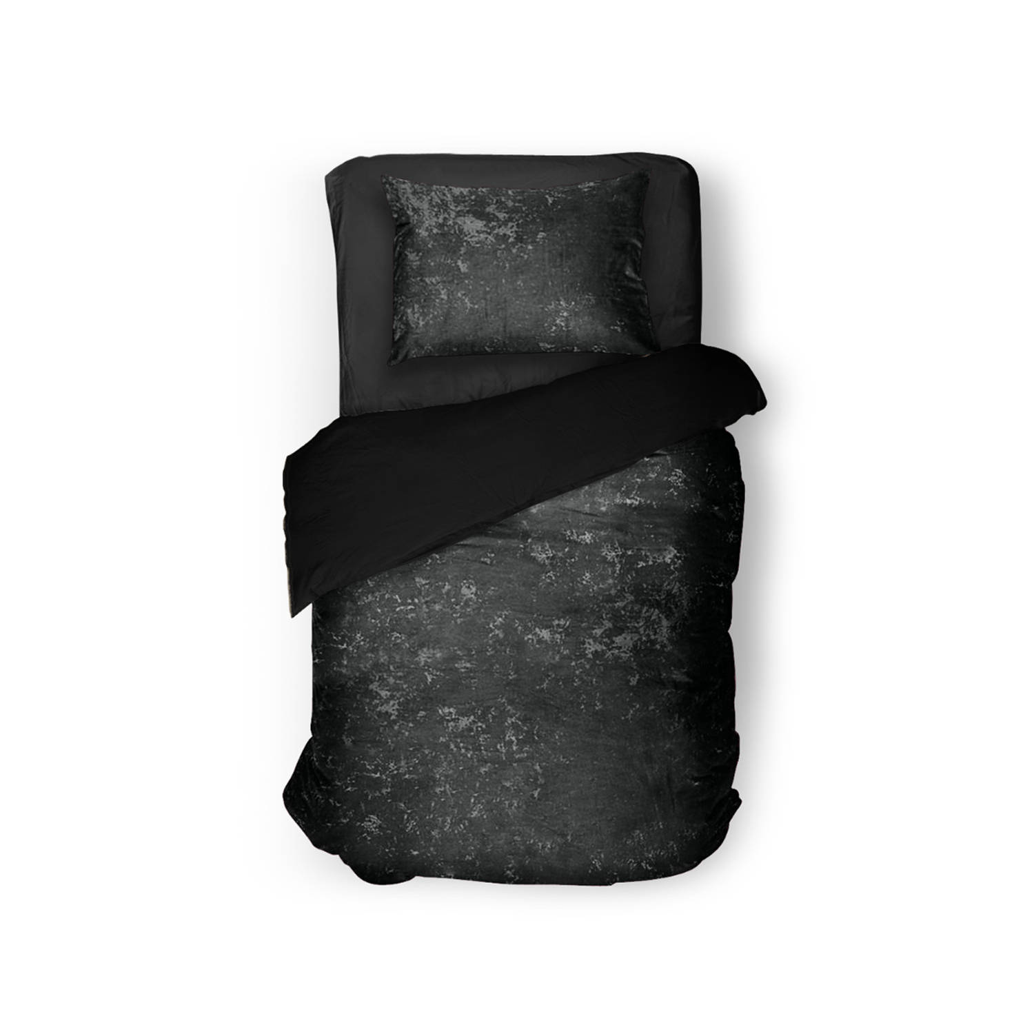 Eleganzzz Dekbedovertrek Crushed Velvet - Black - Dekbedovertrek 140x200/220cm - 100% Velvet - Eenpersoons dekbedovertrekken