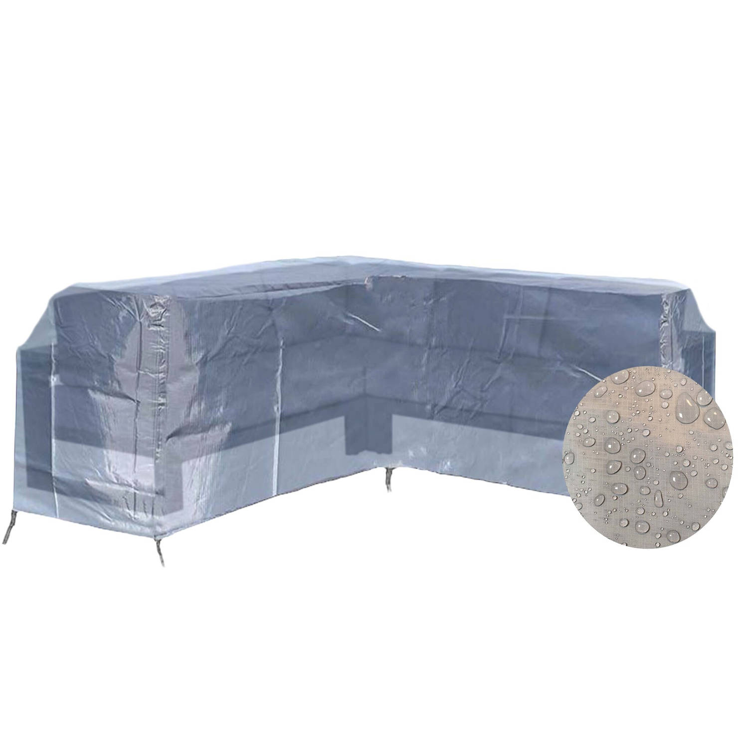 CUHOC - Diamond Tuinmeubelhoesset - Tuinsethoesset - Hoes met stormbanden, aantrekkoord, antislip - L - Vorm - 2.55x2.55x1x0.7 M