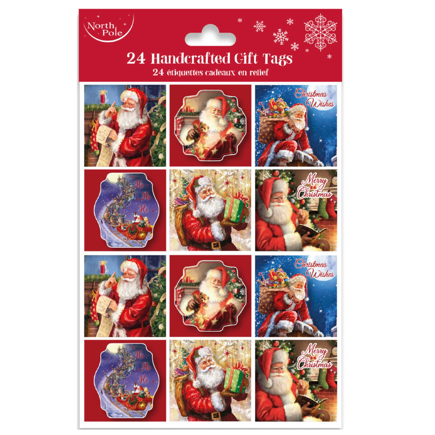 Kerst - Dubbele Cadeaulabel Kaart - Handgemaakt - 5.5x5.5 cm - 24 Stuks