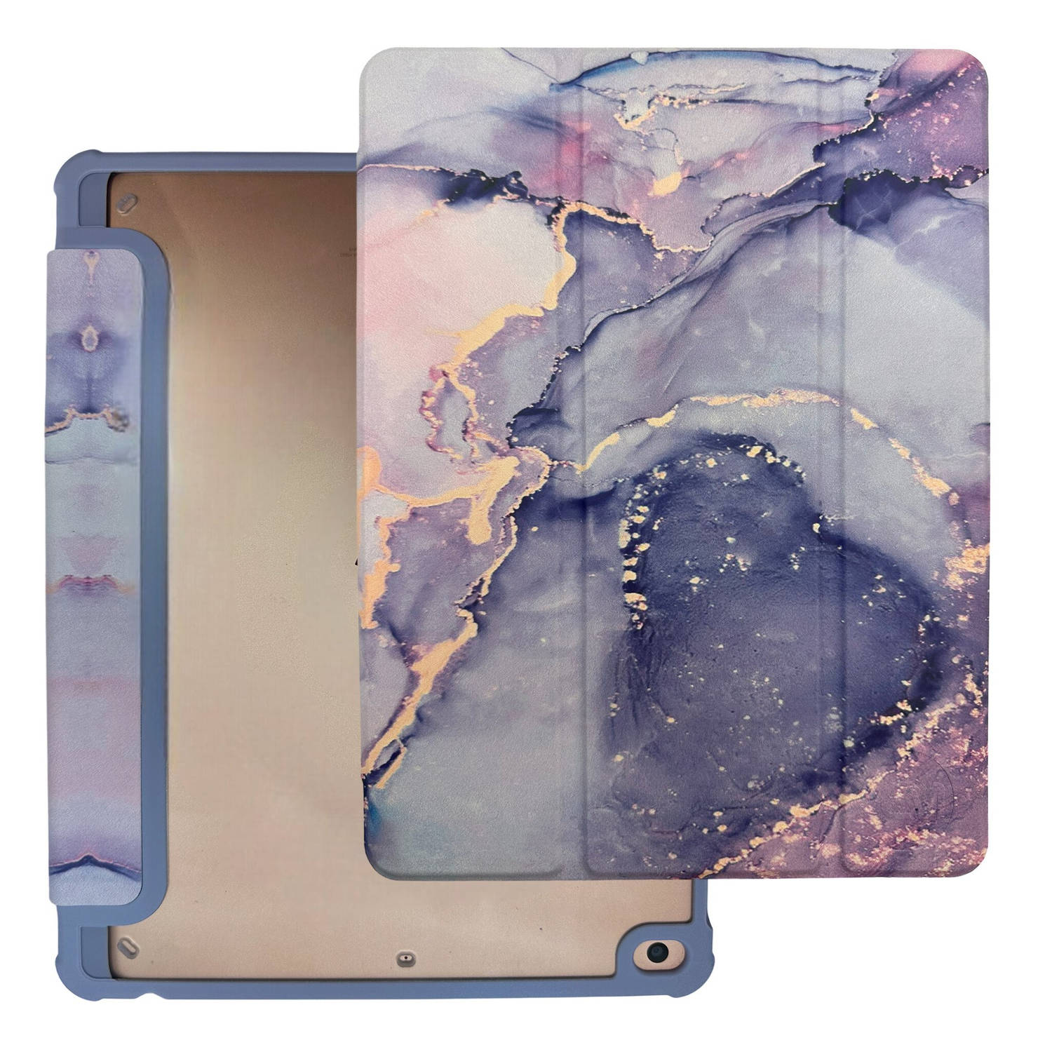 HEM Marble Purple iPad hoes geschikt voor iPad 10 (2022) 10.9 - Vouwbare Autowakecover - 10.9 hoes - iPad 10e generatie hoes - iPad 10 (2022) - Met stylus opbergmogelijkheid