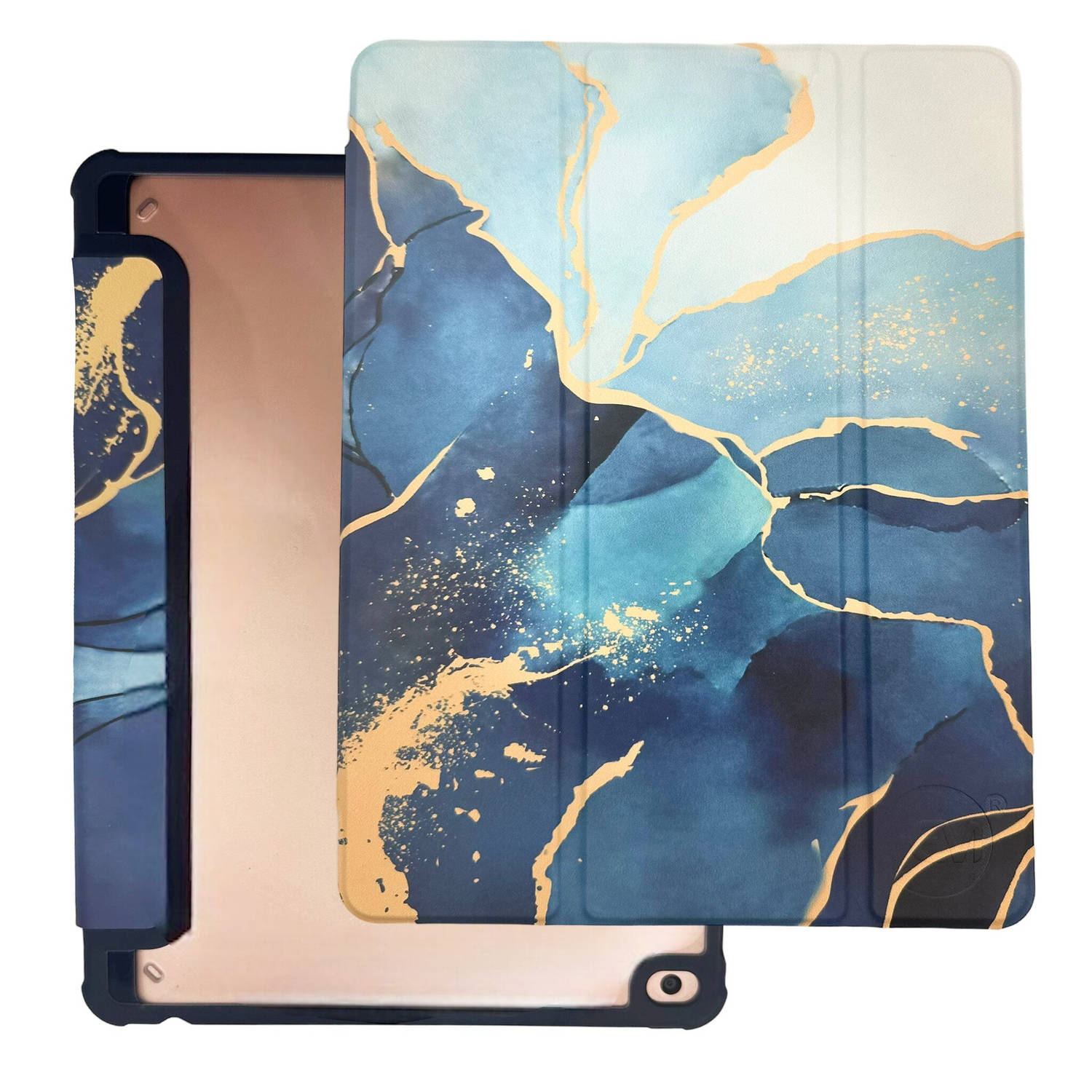 HEM Marble Blue iPad hoes geschikt voor iPad 10 (2022) 10.9 - Vouwbare Autowakecover - 10.9 hoes - iPad 10e generatie hoes - iPad 10 (2022) - Met stylus opbergmogelijkheid