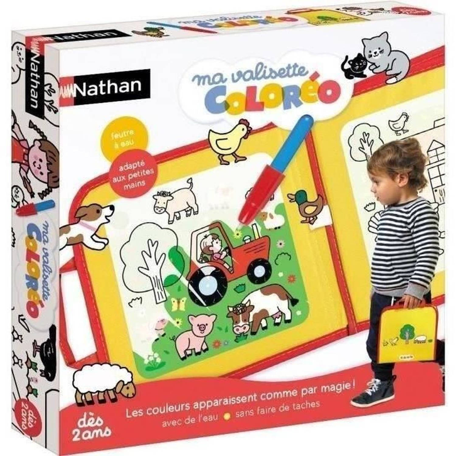 Creatief spel - NATHAN - MIJN COLOREO KOFFER - Magische waterverf - Draagbaar, vlekvrij - Watermarker