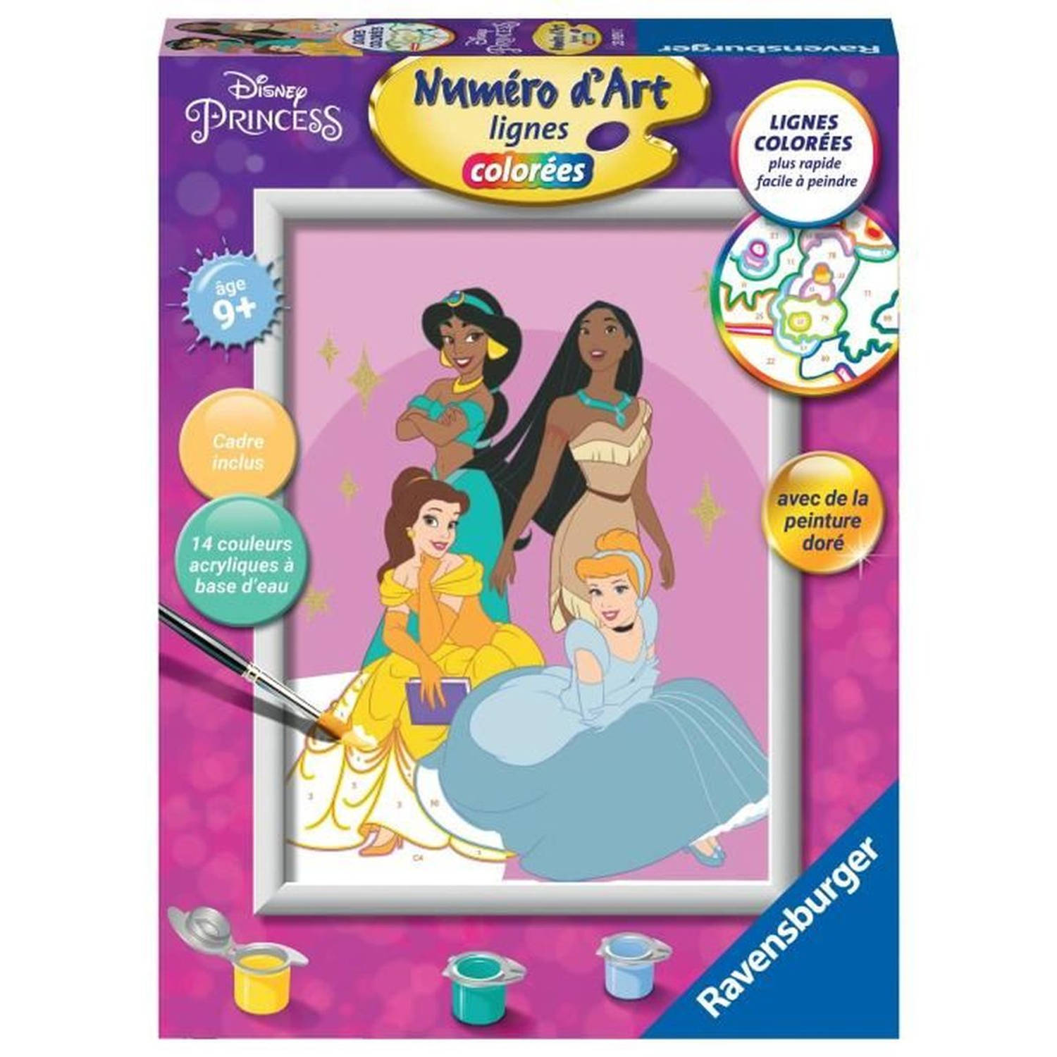 Ravensburger - Art No. formaat 18x24cm - Disney Princess - Schilderen op nummer kit - Ontspannende en creatieve activite