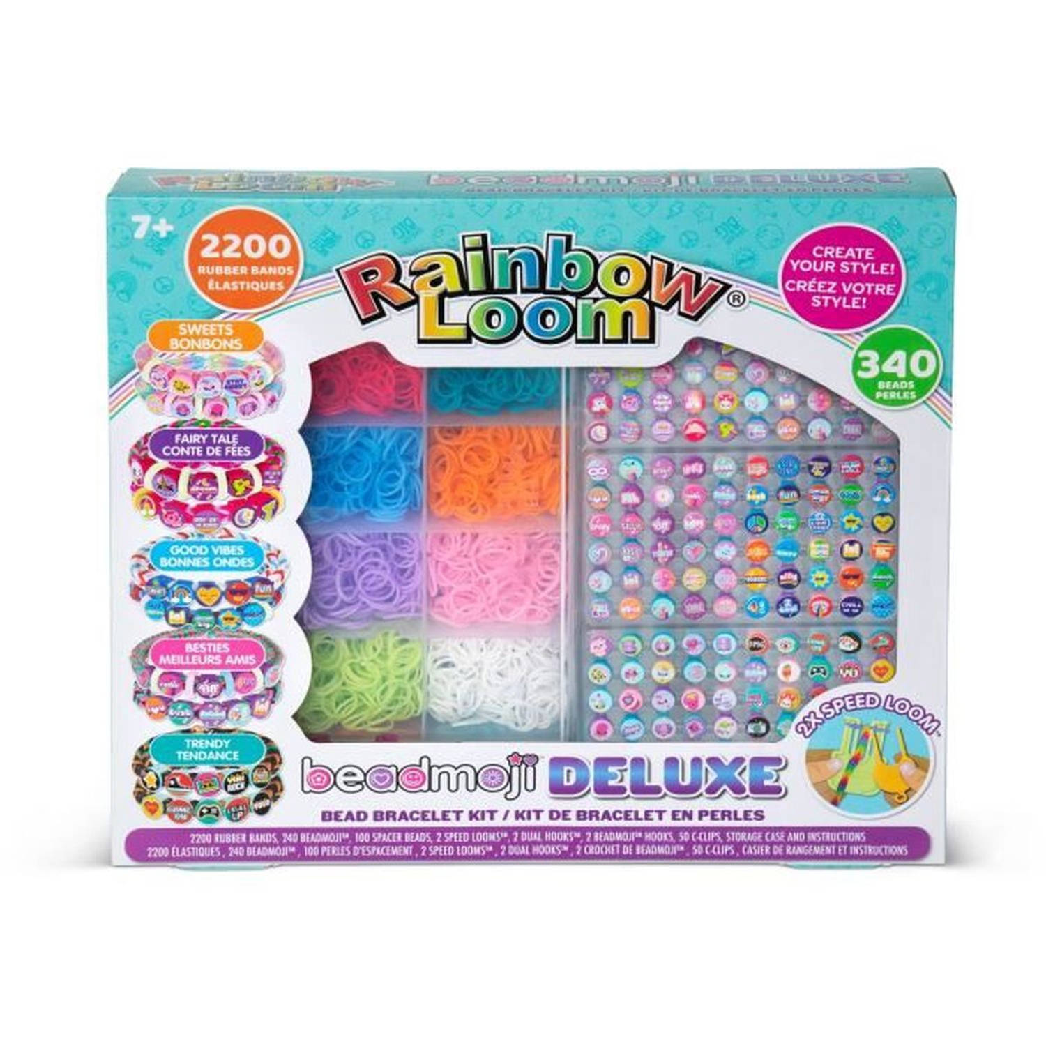 Doos - BANDAI - Rainbow Loom Beadmoji Deluxe - CD0124, om een groot aantal Rainbow Loom-armbanden te maken