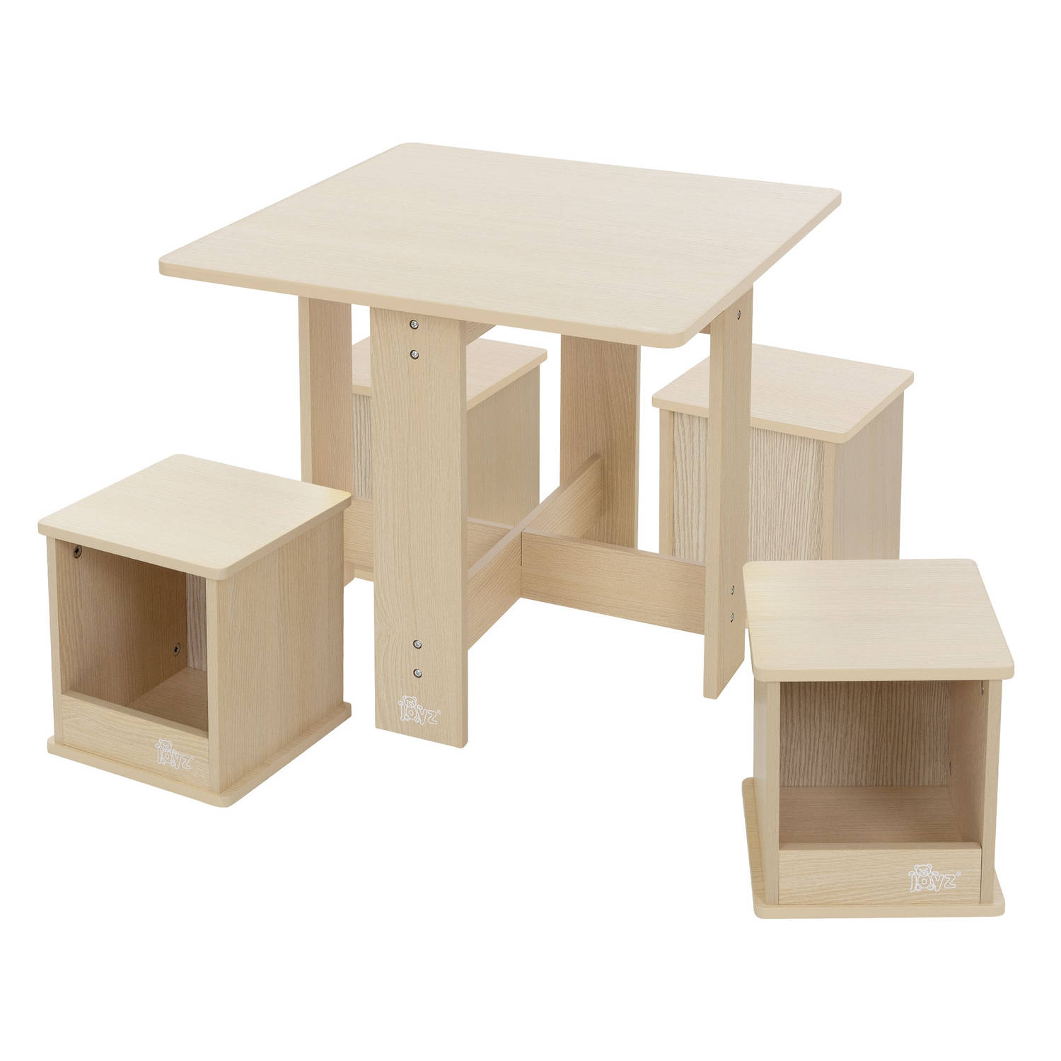 Kinderzitgroep 5-delig met tafel en 4 stoelen van hout Joyz