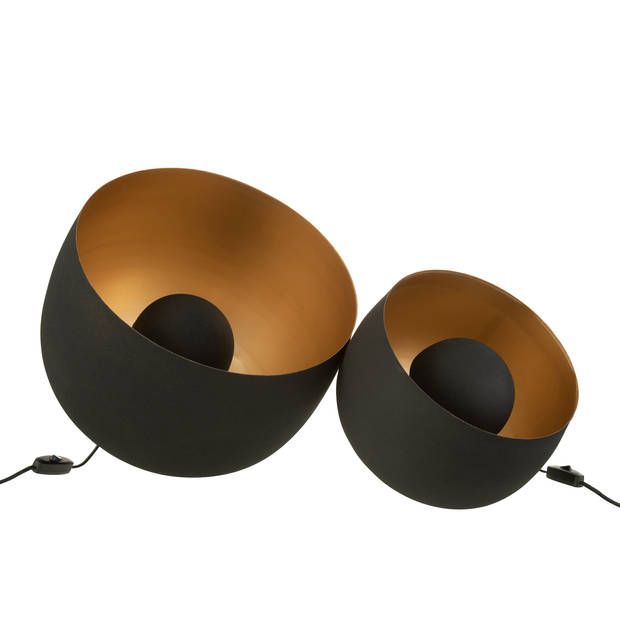 J-line - Lamp Rond Interieur Goud Metaal Zwart Large - 33x33x43cm