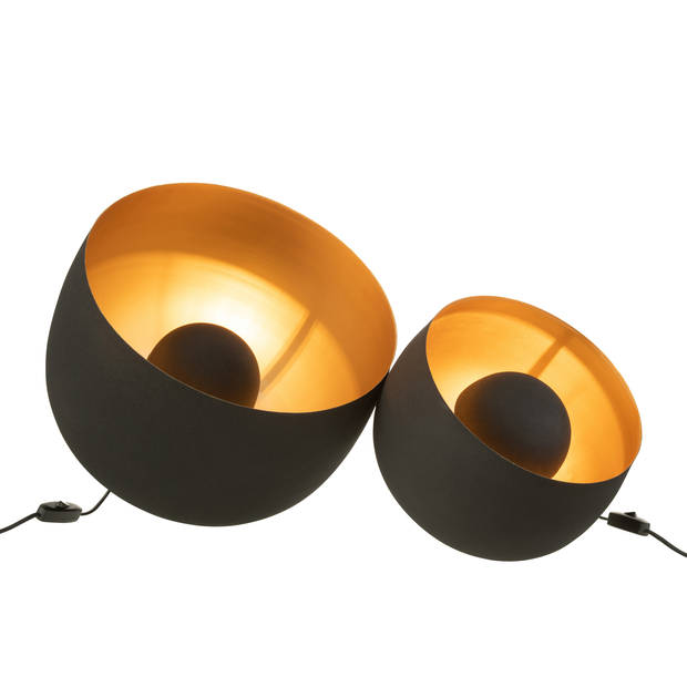 J-line - Lamp Rond Interieur Goud Metaal Zwart Large - 33x33x43cm