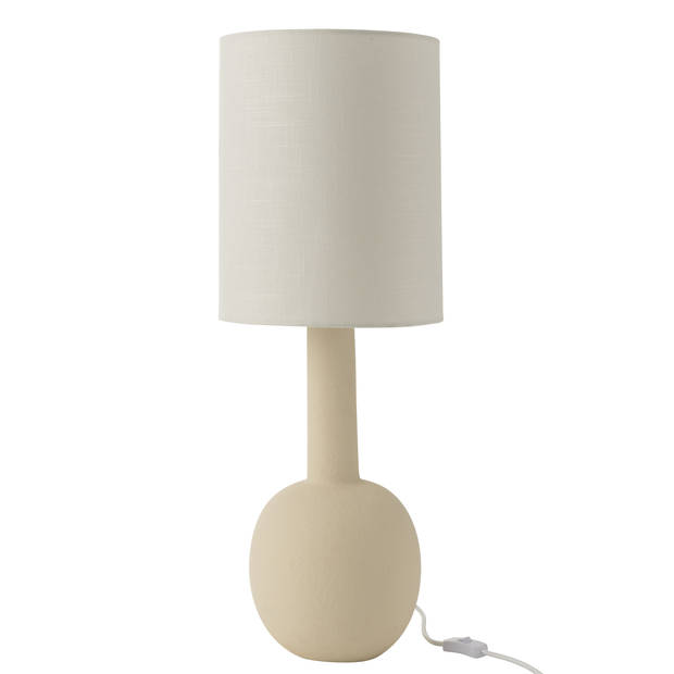 J-line - Tafel Lamp Met Kap Aardewerk Beige/wit - 28x28x76.5cm