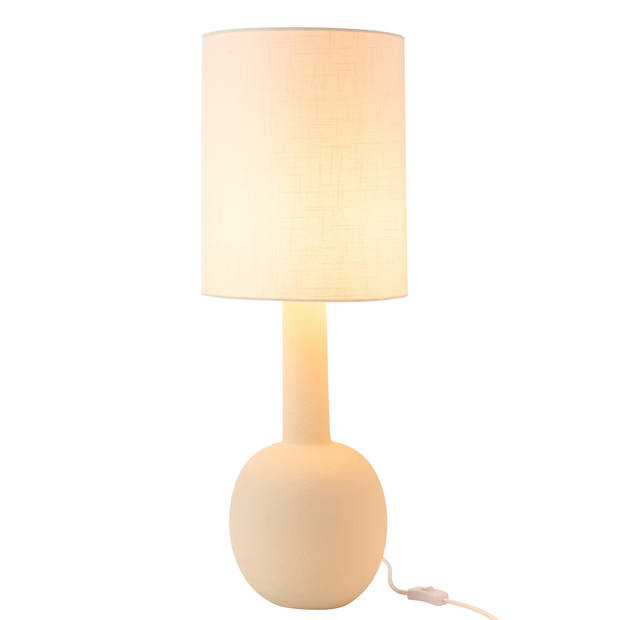 J-line - Tafel Lamp Met Kap Aardewerk Beige/wit - 28x28x76.5cm