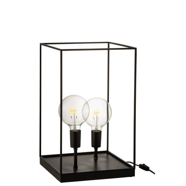 J-line - Lamp 2 Lampen Rechthoekig Frame Metaal Zwart Large - 30x30x50cm