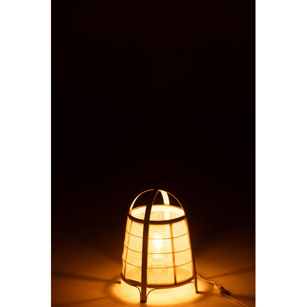 J-line - Lamp Rya Katoen/bamboe Wit Small - 26x26x35cm