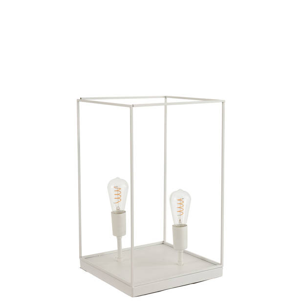 J-line - Lamp 2 Lampen Rechthoekig Frame Metaal Wit Large - 30.5x30.5x51cm