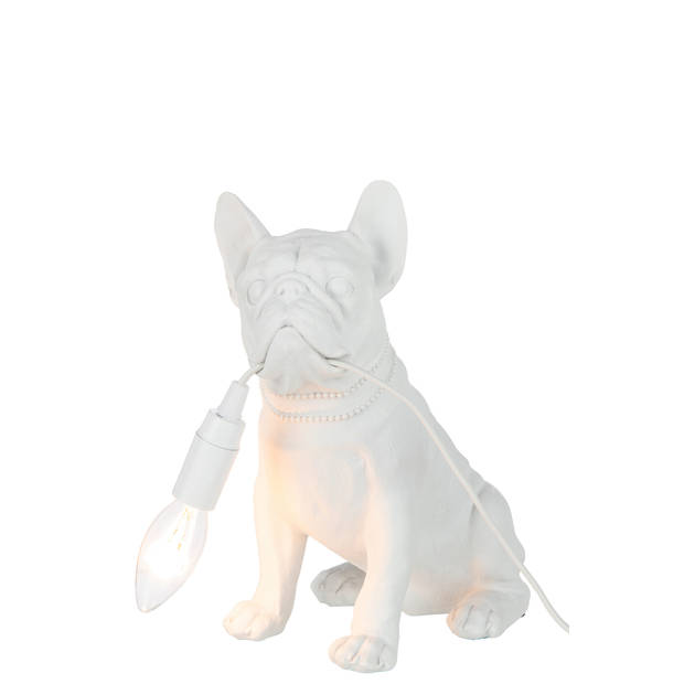 J-line - Lamp Bulldog Poly Wit - 25x15x29cm