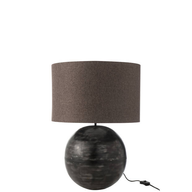 J-line - Lamp + Kap Schaal Metaal Zwart Small - 42x42x63cm