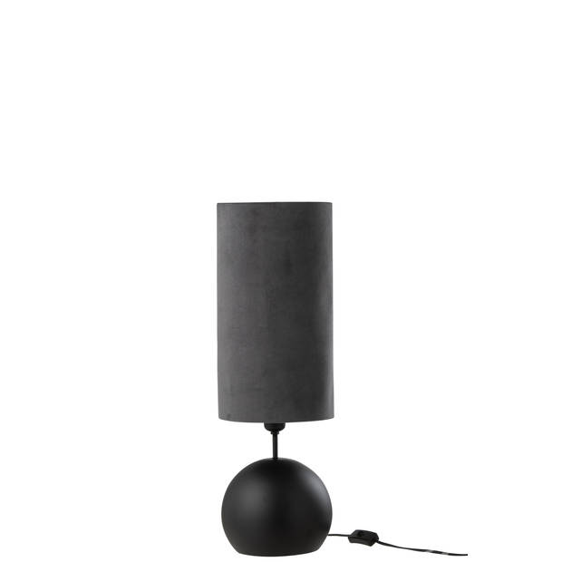 J-line - Lamp Bol Ijzer/fluweel Zwart/grijs - 20.5x20.5x58cm