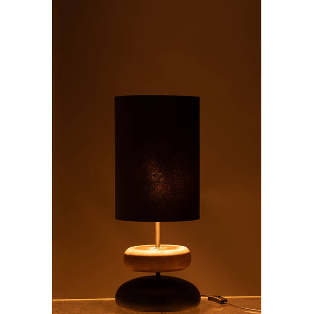 J-line - Lampe Jade Ijzer/dennenhout Zwart/naturel - 25x25x61cm