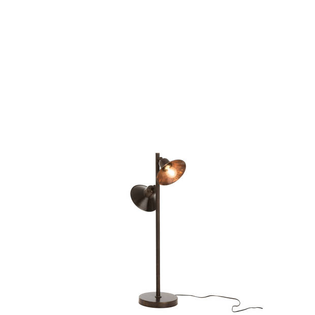 J-line - Lamp Staand 2lampen Ijzer Donker Bruin - 34x21x80cm