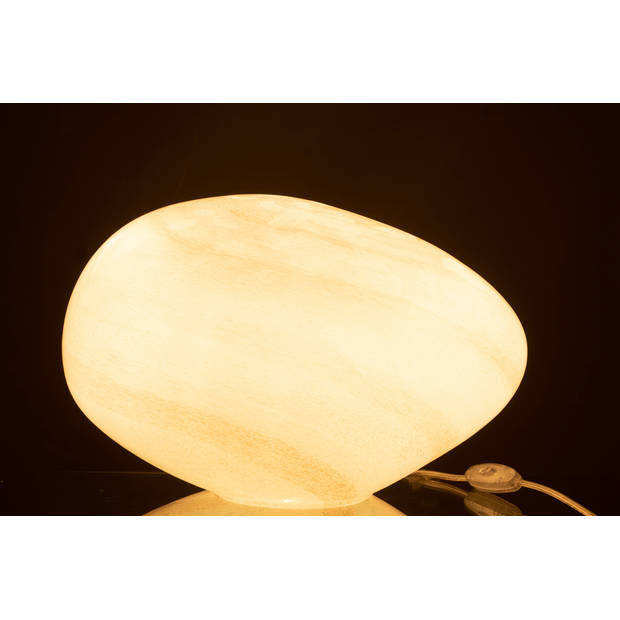 J-line - Lamp Parel Ovaal Glas Wit - 40x30x24cm