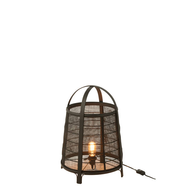 J-line - Lamp Rya Katoen/bamboe Zwart Large - 36.5x36.5x52.5cm