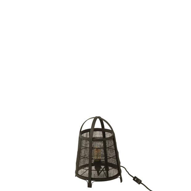 J-line - Lamp Rya Katoen/bamboe Zwart Small - 26x26x35cm