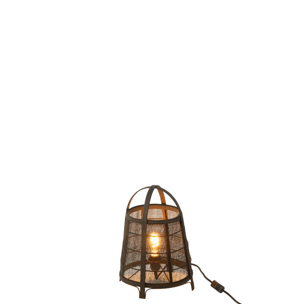 J-line - Lamp Rya Katoen/bamboe Zwart Small - 26x26x35cm