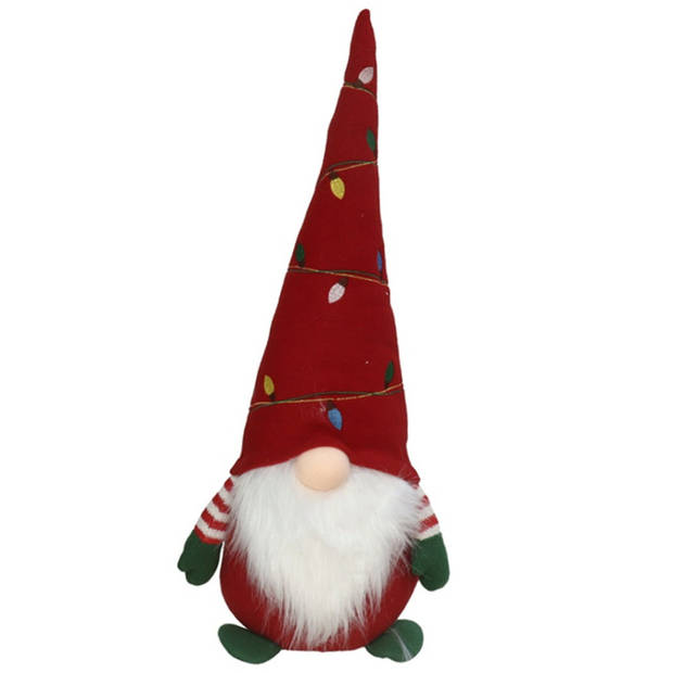 Kerst decoratie kerstman gnome pop - 52 cm - rood - pluche - Kerstman pop