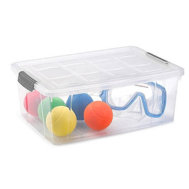 PlasticForte Opslag/opberg bak met deksel - kunststof - 37 x 26 x 14 cm - transparant - 9 liter - Opbergmanden