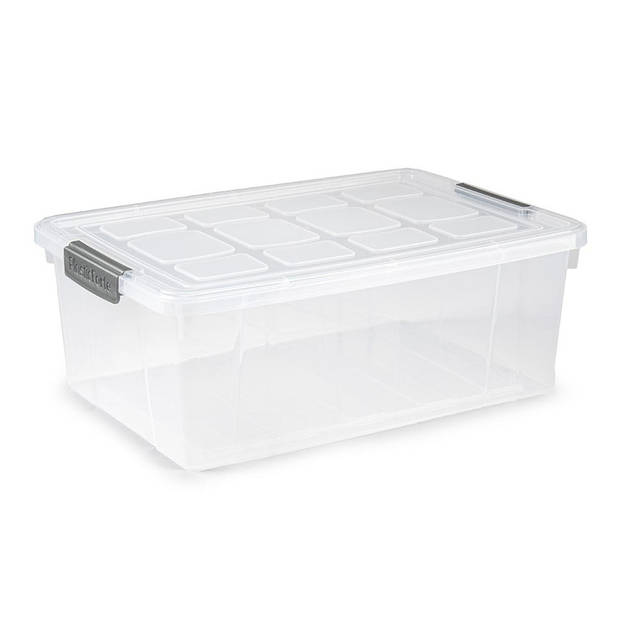 PlasticForte Opslag/opberg bak met deksel - kunststof - 37 x 26 x 14 cm - transparant - 9 liter - Opbergmanden