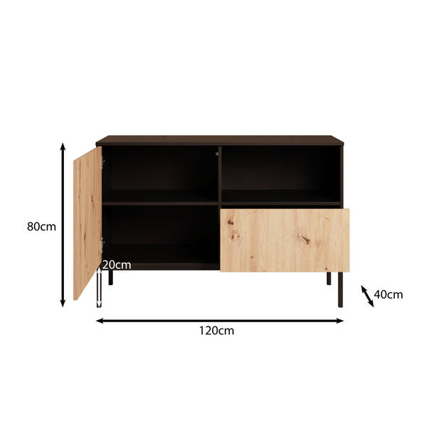 Meubella Dressoir Lagos - Zwart - 120 cm