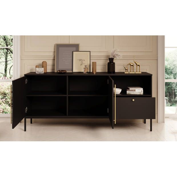 Meubella Dressoir Lagos - Zwart - 180 cm