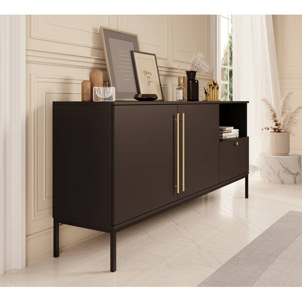 Meubella Dressoir Lagos - Zwart - 180 cm