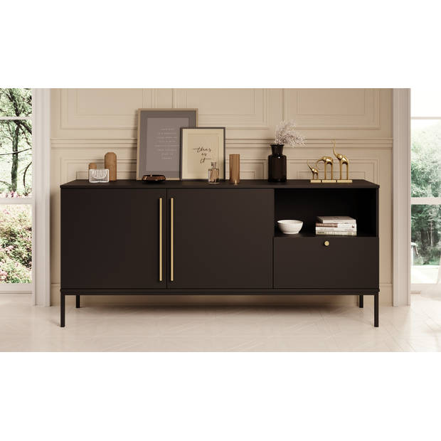 Meubella Dressoir Lagos - Zwart - 180 cm