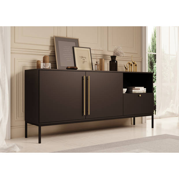 Meubella Dressoir Lagos - Zwart - 180 cm