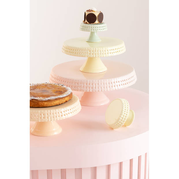 J-line - Cake Bord Keramiek Roze Medium - 25x25x11.5cm