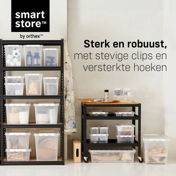 Opbergbox SET VAN 10 - 14L - Orthex - SmartStore - Transparant, wit