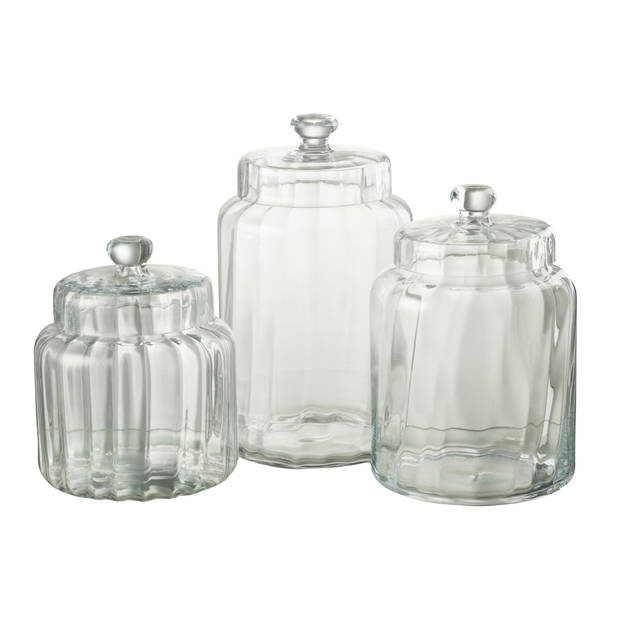 J-line - Voorraadpot Elia Glas Transparant Large - 18x18x32.5cm