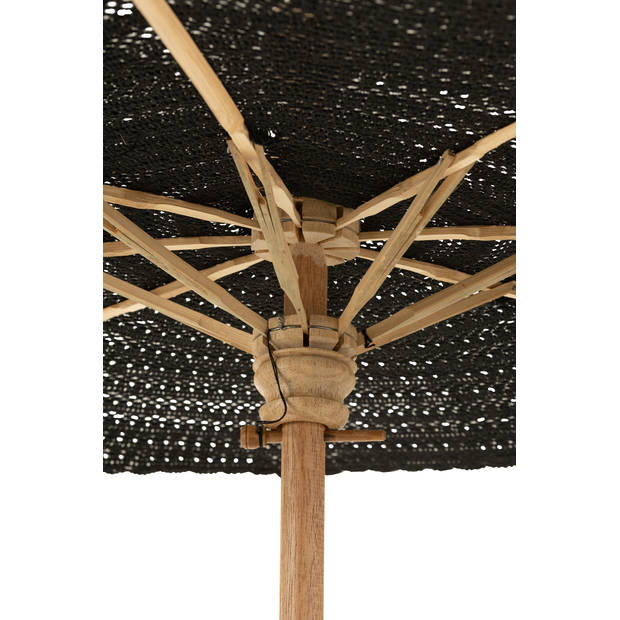 J-line - Parasol Kwast Katoen/hout Zwart Large - 140x140x253cm