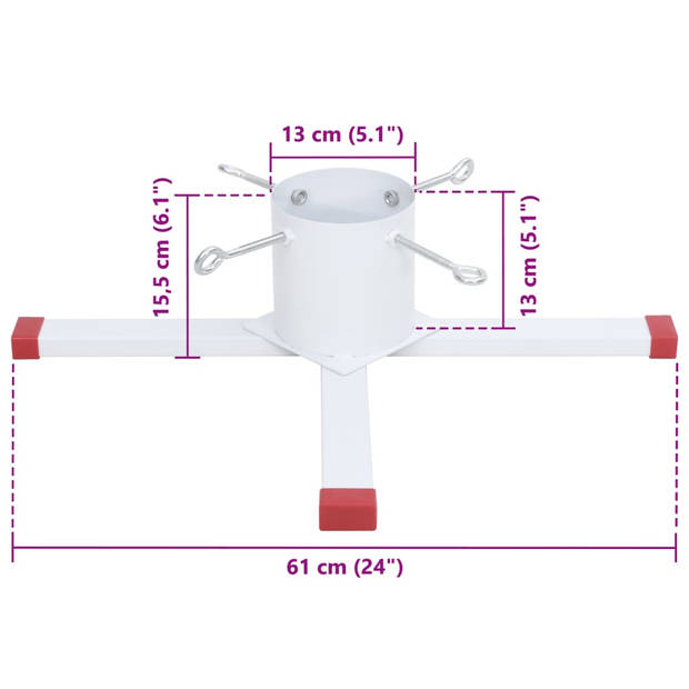 vidaXL Kerstboomstandaard 61x61x15,5 cm wit