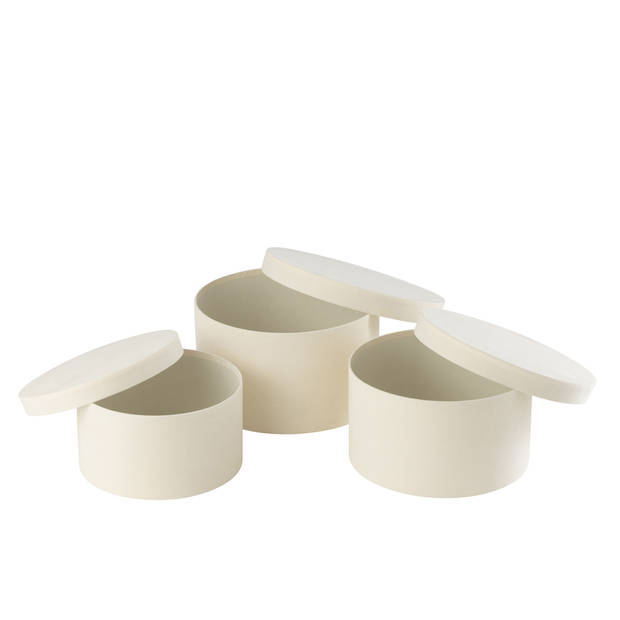 J-line - Set Van 3 Dozen Rond Plat Fluweel Papier Wit - 32x32x18cm