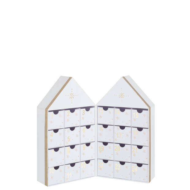 J-line - Opbergdoos Huis Karton Wit Met Goud - 31x7x34.5cm