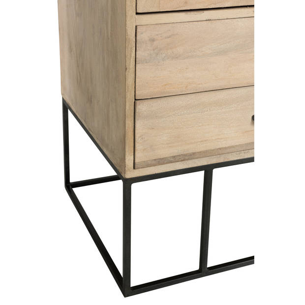 J-line - Kast 3deuren+4laden Geweven Riet Mangohout Naturel - 115x45x175.5cm