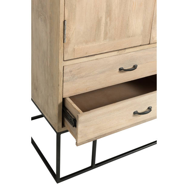 J-line - Kast 3deuren+4laden Geweven Riet Mangohout Naturel - 115x45x175.5cm