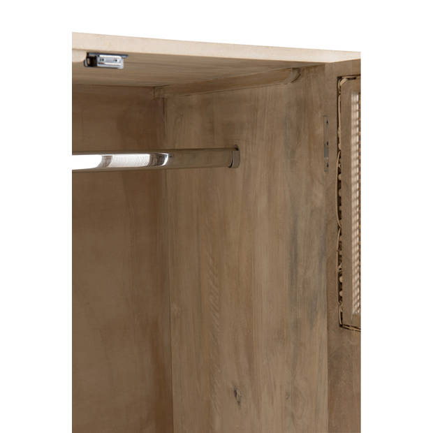 J-line - Kast 3deuren+4laden Geweven Riet Mangohout Naturel - 115x45x175.5cm