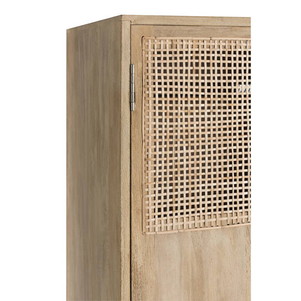 J-line - Kast 3deuren+4laden Geweven Riet Mangohout Naturel - 115x45x175.5cm