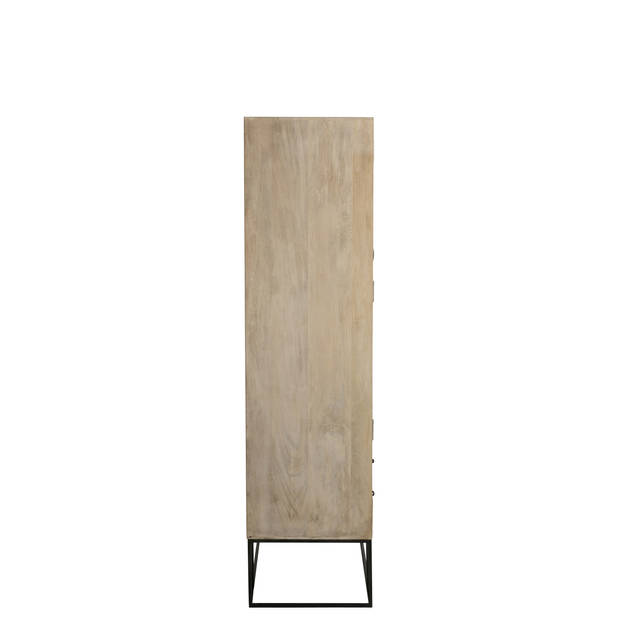 J-line - Kast 3deuren+4laden Geweven Riet Mangohout Naturel - 115x45x175.5cm